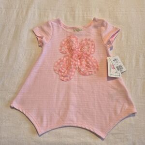 Marmellata girls size 6 pink short sleeve shirt with tulle flower design, NWT